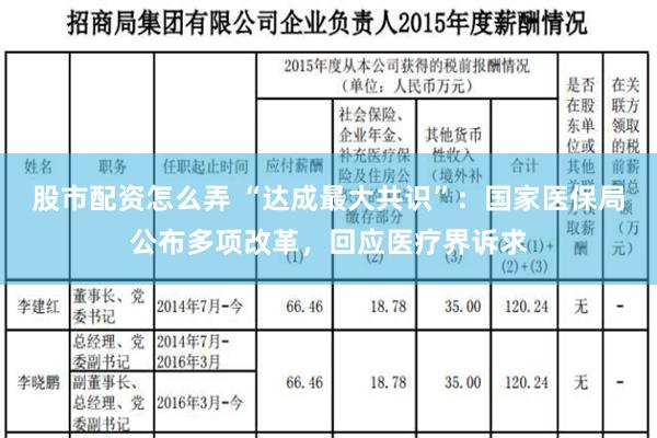 股市配资怎么弄 “达成最大共识”：国家医保局公布多项改革，回应医疗界诉求