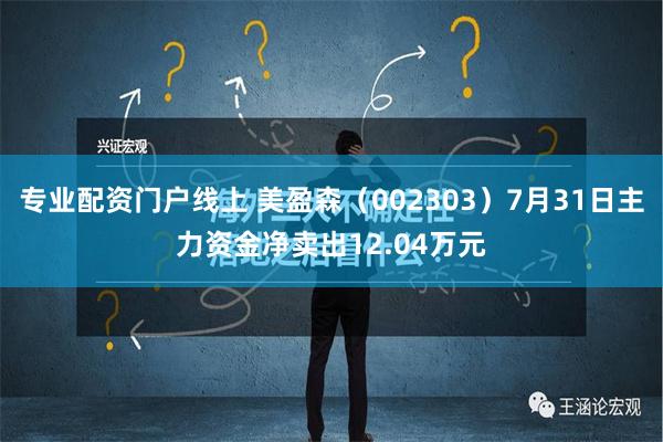 专业配资门户线上 美盈森（002303）7月31日主力资金净卖出12.04万元